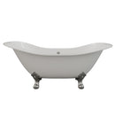 Cambridge Plumbing Cast Iron Double Ended Slipper Tub 71"x30", 7" Drillings and PC Feet