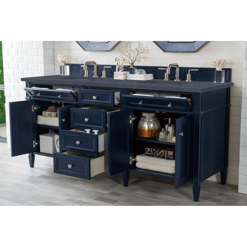 James Martin Brittany 72" Victory Blue Double Vanity with 3 cm Charcoal Soapstone Quartz Top 650-V72-VBL-3CSP