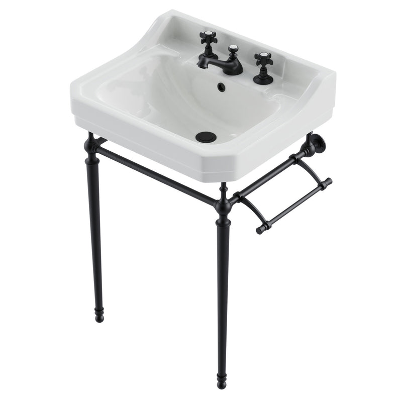 James Martin Wellington 24" Single Console Sink with Matte Black Finish Stand 318V24MBKCRM