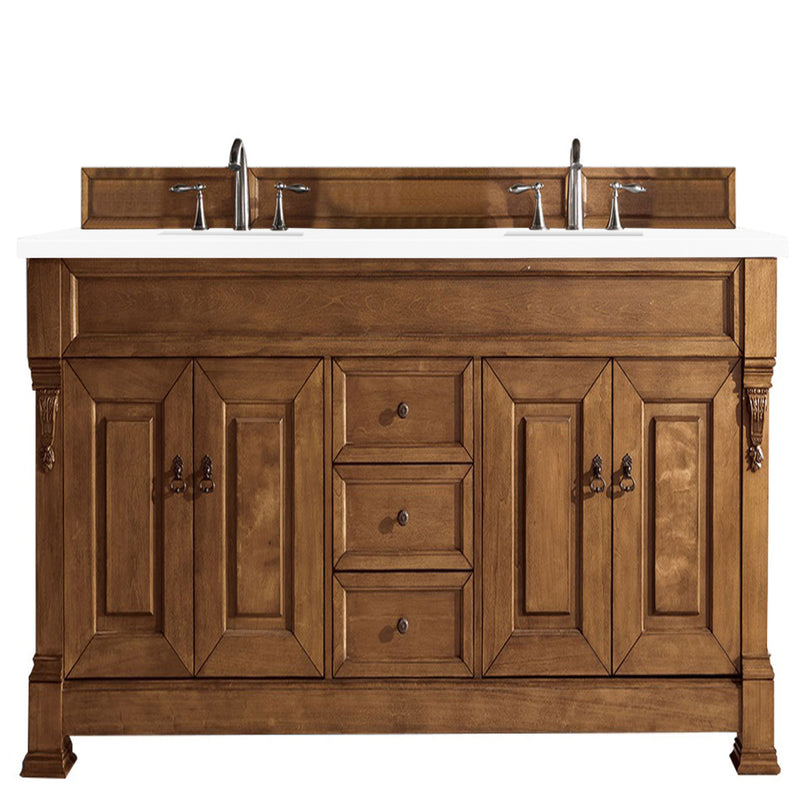 James Martin Brookfield 72" Country Oak Double Vanity with 3 cm Classic White Quartz Top 147-114-5771-3CLW