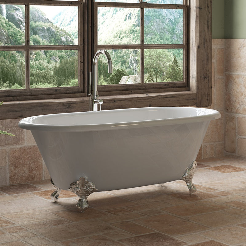 Cambridge Plumbing Cast Iron Double Ended Clawfoot Tub 60" x 30" No Faucet Drilling PC Feet