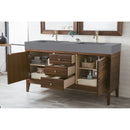 James Martin Linear 59" Double Vanity Mid Century Walnut with Dusk Gray Glossy Composite Top 210-V59D-WLT-DGG