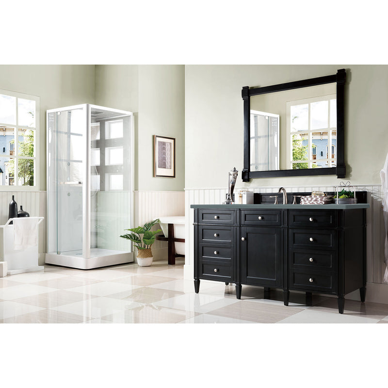 James Martin Brittany 60" Single Vanity Black Onyx with 3 cm Cala Blue Quartz Top 650-V60S-BKO-3CBL