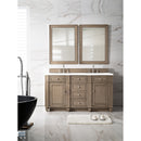 James Martin Bristol 60" Double Vanity Whitewashed Walnut with 3 cm Classic White Quartz Top 157-V60D-WW-3CLW