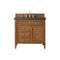 James Martin Brittany 36" Saddle Brown Single Vanity with 3 cm Charcoal Soapstone Quartz Top 650-V36-SBR-3CSP