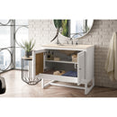 James Martin Athens 36" Single Vanity Cabinet Glossy White with 3 cm Eternal Marfil Top E645-V36-GW-3EMR