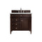 James Martin Brittany 36" Burnished Mahogany Single Vanity with 3 cm Ethereal Noctis Quartz Top 650-V36-BNM-3ENC