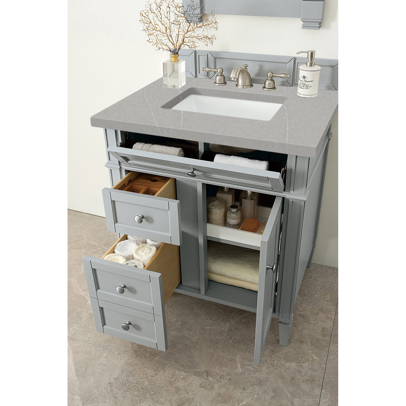 James Martin Brittany 30" Single Vanity Urban Gray with 3 cm Eternal Serena Quartz Top 650-V30-UGR-3ESR