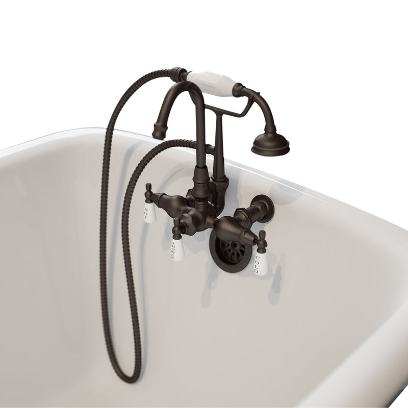 Cambridge Plumbing Clawfoot Tub Brass Wall Mount Faucet, Hand Held Shower BRZ