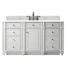 James Martin Bristol 60" Single Vanity Bright White with 3 cm Classic White Quartz Top 157-V60S-BW-3CLW