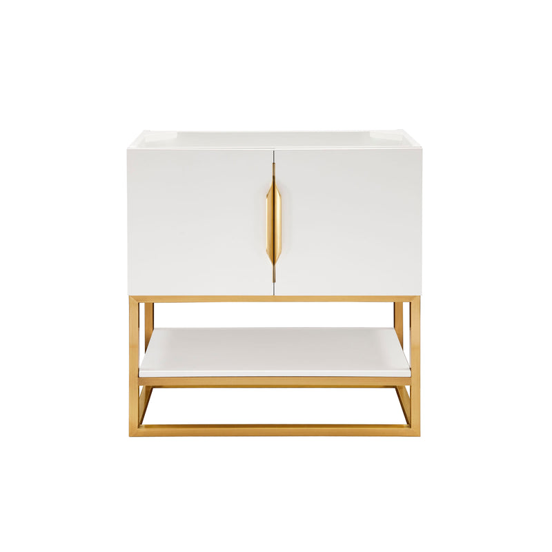 James Martin Columbia 31.5" Single Vanity Cabinet Glossy White Radiant Gold 388-V31.5-GW-RGD