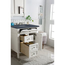 James Martin Brittany 30" Single Vanity Bright White with 3 cm Charcoal Soapstone Quartz Top 650-V30-BW-3CSP