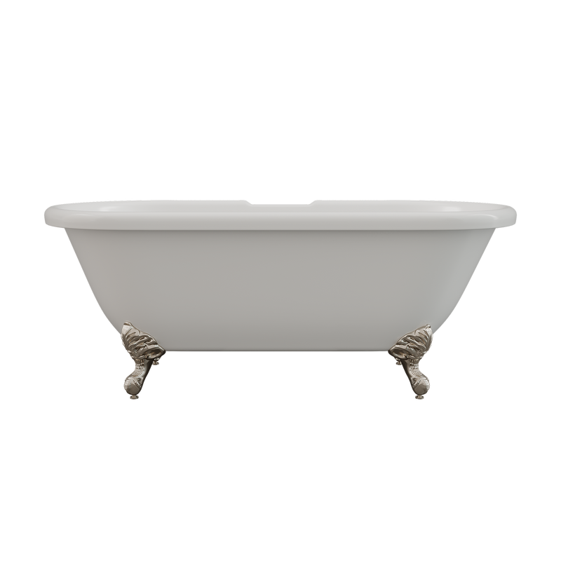 Cambridge Plumbing Acrylic Double Ended Clawfoot Bathtub 60"x30", 7" BN Feet