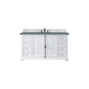 James Martin Providence 60" Single Vanity Cabinet Bright White with 3 cm Cala Blue Quartz Top 238-105-V60S-BW-3CBL