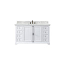 James Martin Providence 60" Single Vanity Cabinet Bright White with 3 cm Ethereal Noctis Quartz Top 238-105-V60S-BW-3ENC