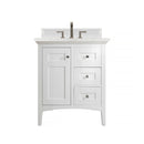 James Martin Palisades 30" Single Vanity Bright White with 3 cm Eternal Jasmine Pearl Quartz Top 527-V30-BW-3EJP