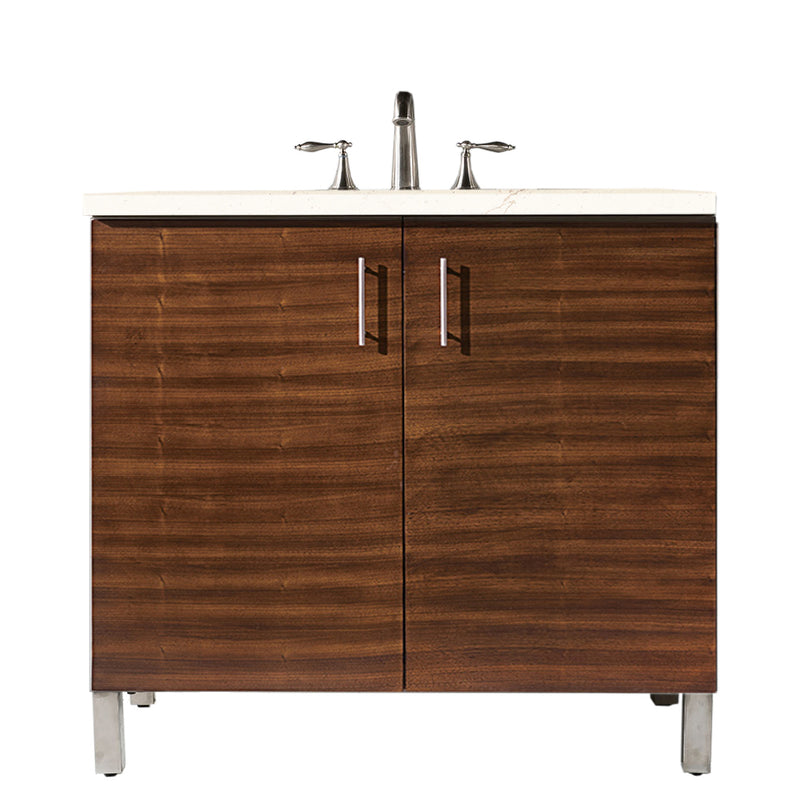 James Martin Metropolitan 36" Single Vanity American Walnut with 3 cm Eternal Marfil Quartz Top 850-V36-AWT-3EMR