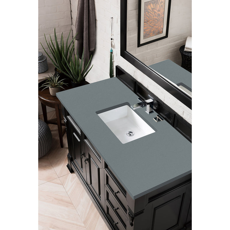 James Martin Brookfield 48" Antique Black Single Vanity with 3 cm Cala Blue Quartz Top 147-114-5236-3CBL