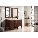 James Martin Addison 60" Double Vanity Cabinet Mid Century Acacia with 3 cm Carrara White Top E444-V60D-MCA-3CAR