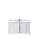 James Martin Providence 60" Single Vanity Cabinet Bright White with 3 cm Classic White Quartz Top 238-105-V60S-BW-3CLW