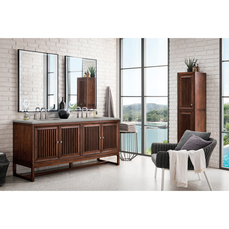 James Martin Athens 72" Double Vanity Cabinet Mid Century Acacia with 3 cm Eternal Serena Top E645-V72-MCA-3ESR