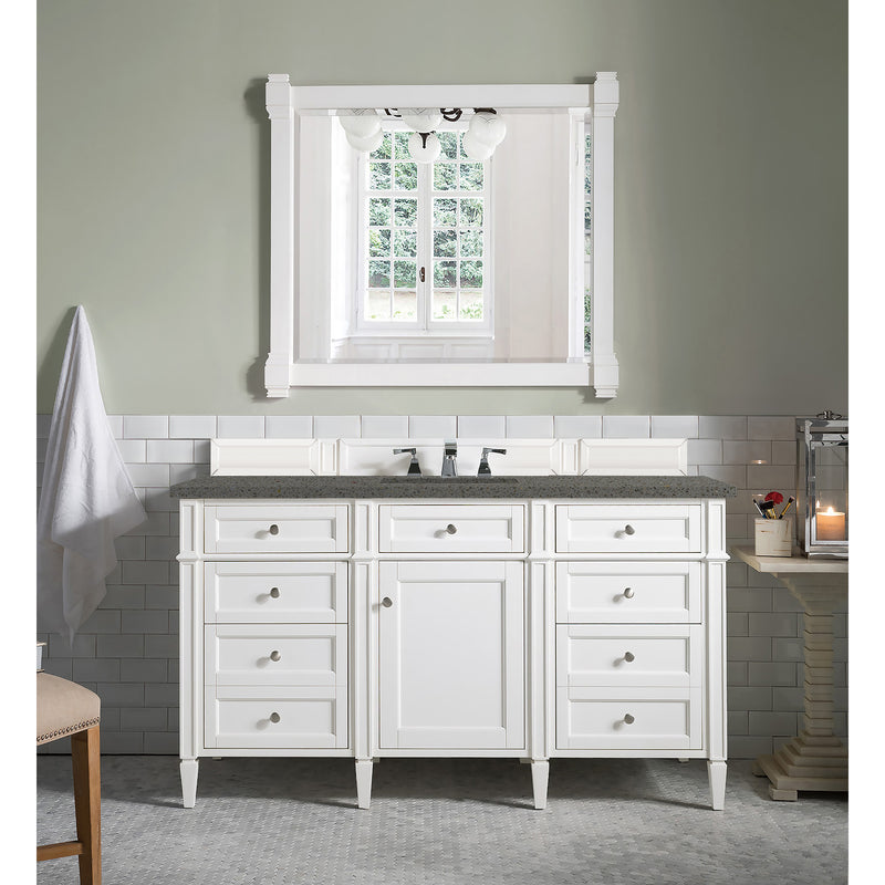 James Martin Brittany 60" Bright White Single Vanity with 3 cm Gray Expo Quartz Top 650-V60S-BW-3GEX