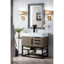 James Martin Columbia 36" Single Vanity Ash Gray Matte Black with Glossy White Composite Top 388-V36-AGR-MB-GW