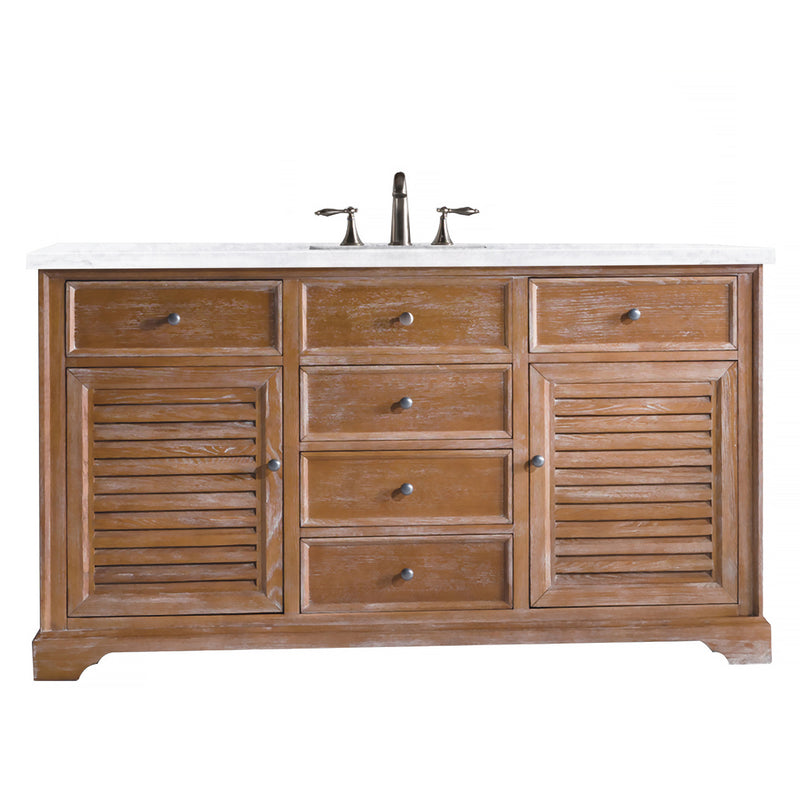 James Martin Savannah 60" Driftwood Single Vanity with 3 cm Arctic Fall Solid Surface Top 238-104-5311-3AF