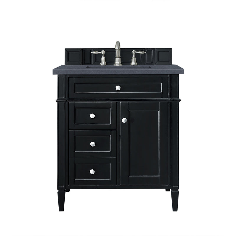 James Martin Brittany 30" Single Vanity Black Onyx with 3 cm Charcoal Soapstone Quartz Top 650-V30-BKO-3CSP