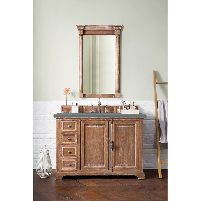 James Martin Providence 48" Single Vanity Cabinet Driftwood with 3 cm Cala Blue Quartz Top 238-105-5211-3CBL