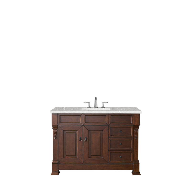 James Martin Brookfield 48" Warm Cherry Single Vanity with 3 cm Eternal Serena Quartz Top 147-114-5286-3ESR