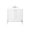 James Martin Addison 36" Single Vanity Cabinet with Doors Glossy White with 3 cm Classic White Quartz Top E445-V36-GW-3CLW