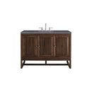 James Martin Athens 48" Single Vanity Cabinet Mid Century Acacia with 3 cm Charcoal Soapstone Quartz Top E645-V48-MCA-3CSP