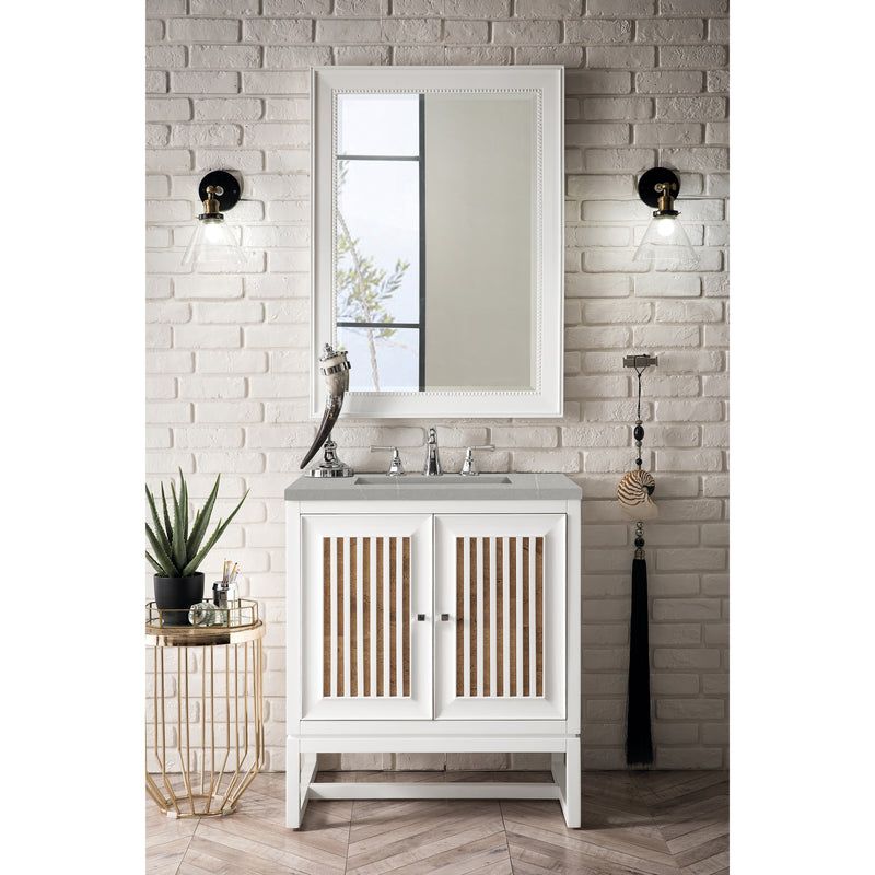 James Martin Athens 30" Single Vanity Cabinet Glossy White with 3 cm Eternal Serena Top E645-V30-GW-3ESR