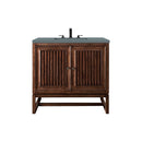 James Martin Athens 36" Single Vanity Cabinet Mid Century Acacia with 3 cm Cala Blue Top E645-V36-MCA-3CBL