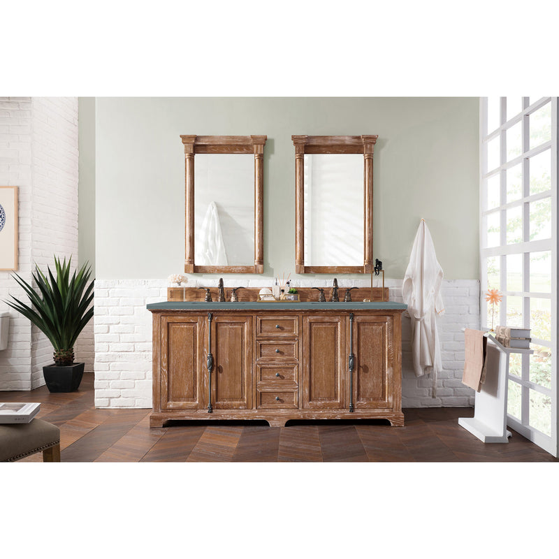 James Martin Providence 72" Double Vanity Cabinet Driftwood with 3 cm Cala Blue Quartz Top 238-105-5711-3CBL