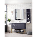 James Martin Milan 47.3" Single Vanity Cabinet Modern Gray Glossy Radiant Gold with Glossy White Composite Top 801V47.3MGGRGDGW