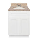White Bathroom Vanity 24", Wheat Granite Top, Faucet LB6B WH254-24AW-6B