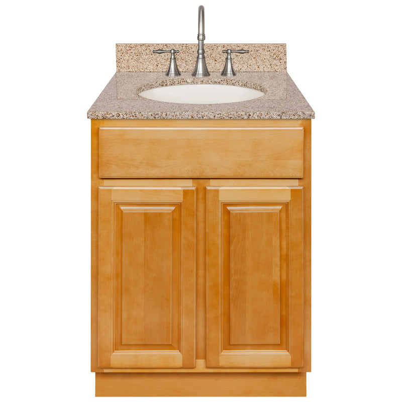 Brown Bathroom Vanity 24", Wheat Granite Top, Faucet LB7B WH258-24RC-7B