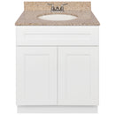 White Bathroom Vanity 30", Wheat Granite Top, Faucet LB3B WH314-30AW-3B