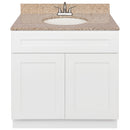 White Bathroom Vanity 36", Wheat Granite Top, Faucet LB5B WH374-36AW-5B