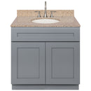 Cherry Bathroom Vanity 36", Wheat Granite Top, Faucet LB7B WH378-36CG-7B