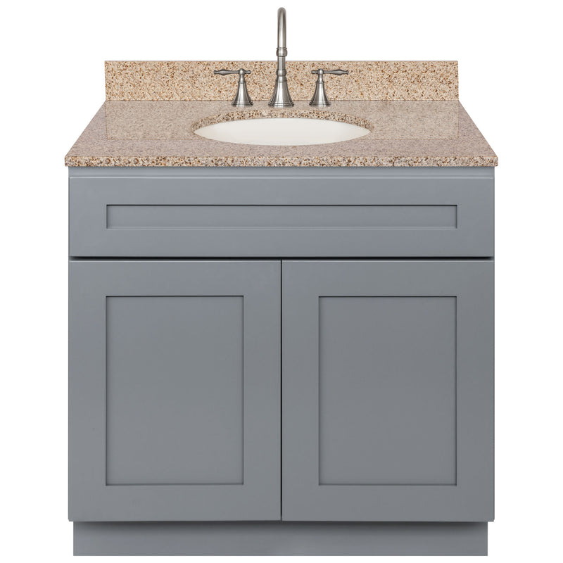 Cherry Bathroom Vanity 36", Wheat Granite Top, Faucet LB7B WH378-36CG-7B