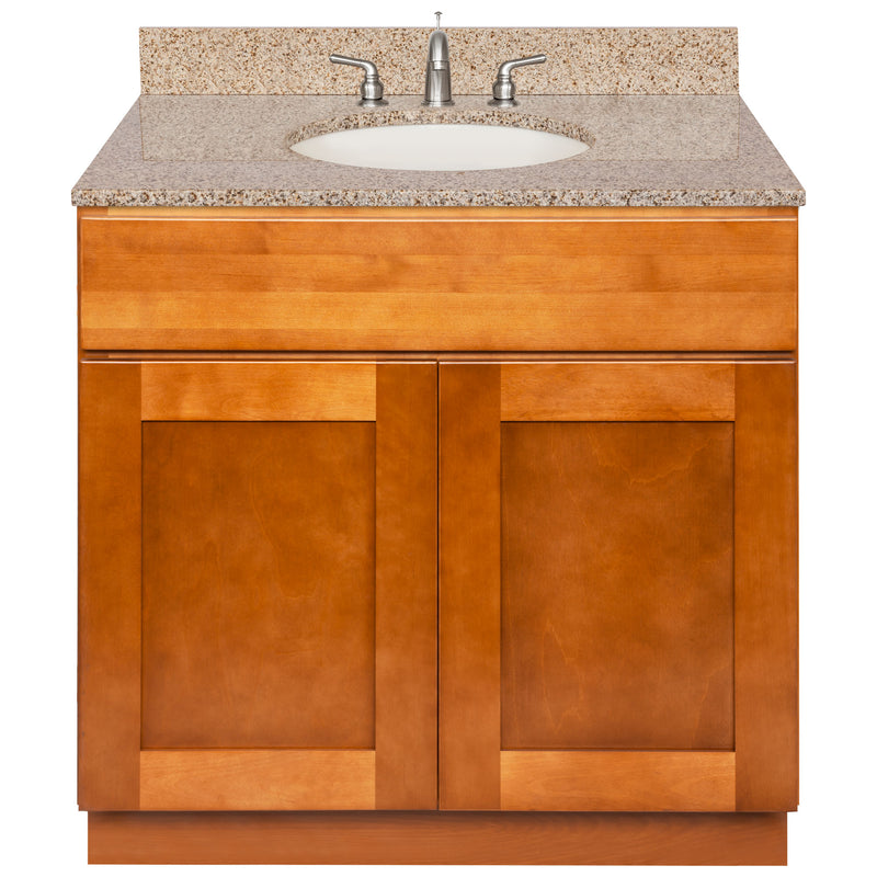 Brown Bathroom Vanity 36", Wheat Granite Top, Faucet LB4B WH378-36NP-4B