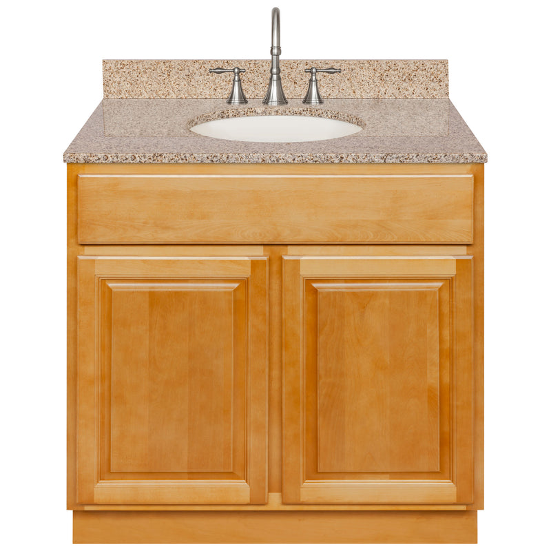 Brown Bathroom Vanity 36", Wheat Granite Top, Faucet LB7B WH378-36RC-7B