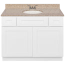 White Bathroom Vanity 42", Wheat Granite Top, Faucet LB3B WH434-42AW-3B