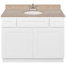 White Bathroom Vanity 42", Wheat Granite Top, Faucet LB5B WH434-42AW-5B