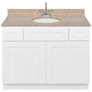 White Bathroom Vanity 42", Wheat Granite Top, Faucet LB6B WH434-42AW-6B