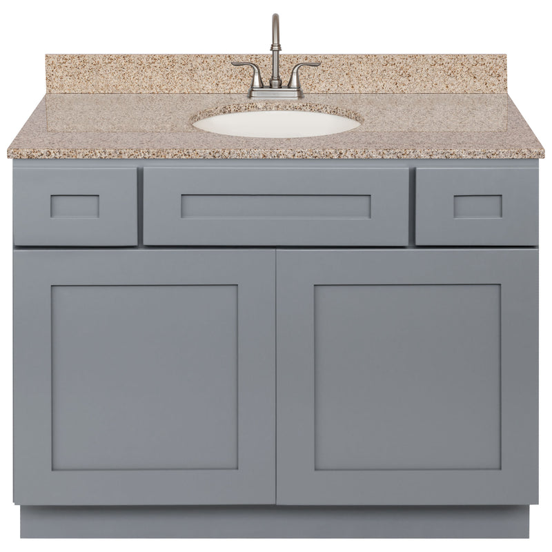 Cherry Bathroom Vanity 42", Wheat Granite Top, Faucet LB6B WH434-42CG-6B