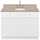 White Bathroom Vanity 42", Wheat Granite Top, Faucet LB7B WH438-42AW-7B